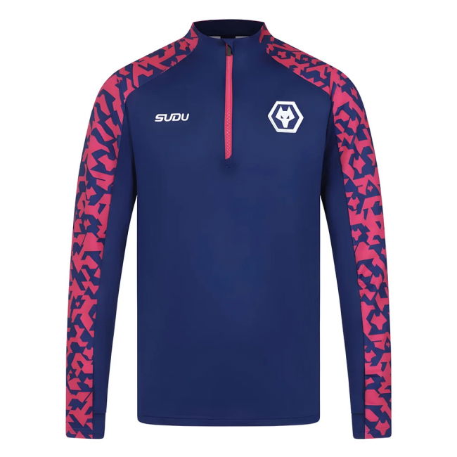 Women's 2024-2025 Wolves Pre Match 1/4 Zip Top (Blue/Pink)