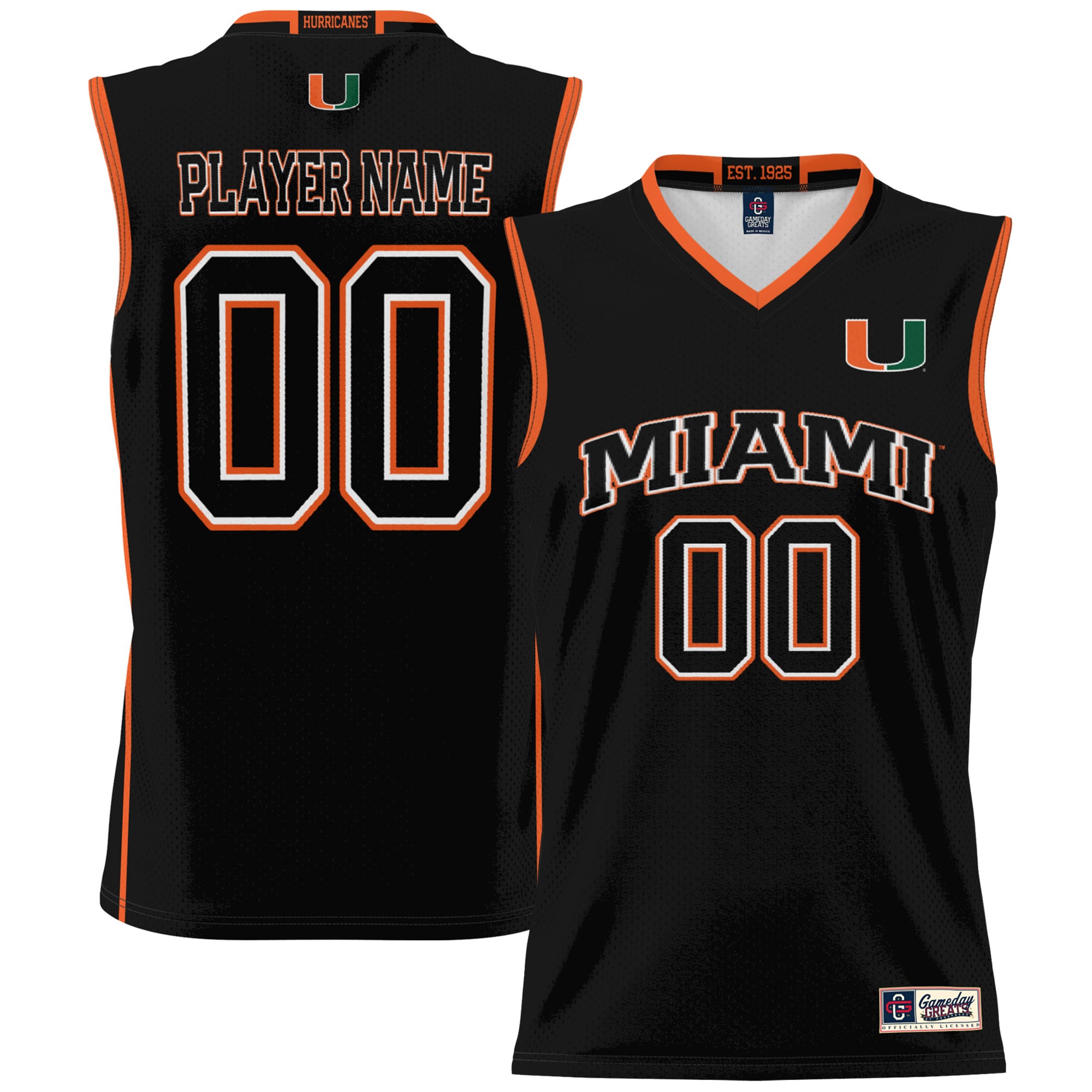 Miami Hurricanes GameDay Greats Unisex NIL Pick-A-Player Lightweight Women's Basketball Jersey - Black