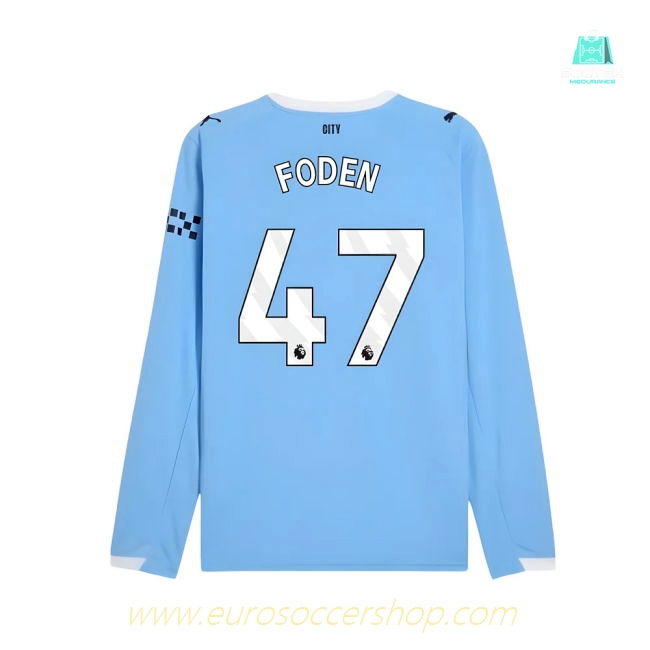 2025-2026 Man City Long Sleeve Home Shirt (Foden 47)