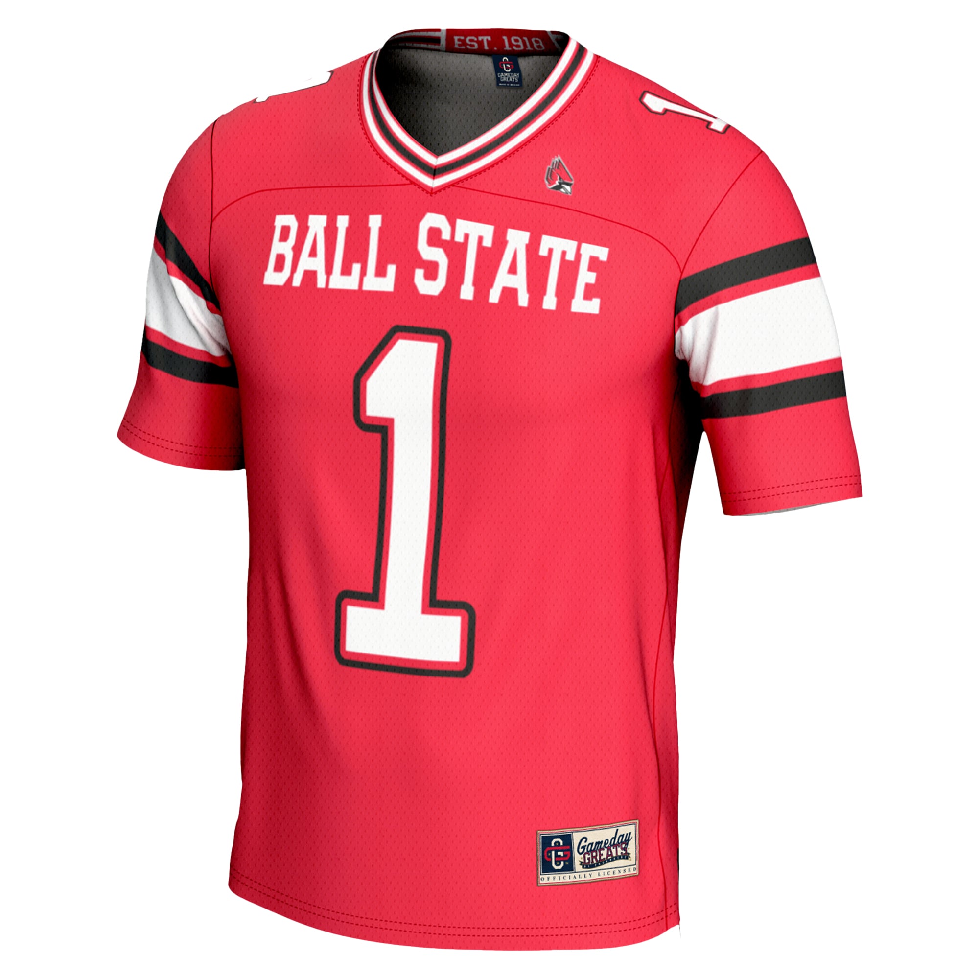 Men's #1 Cardinal Ball State Cardinals Endzone Football Jersey