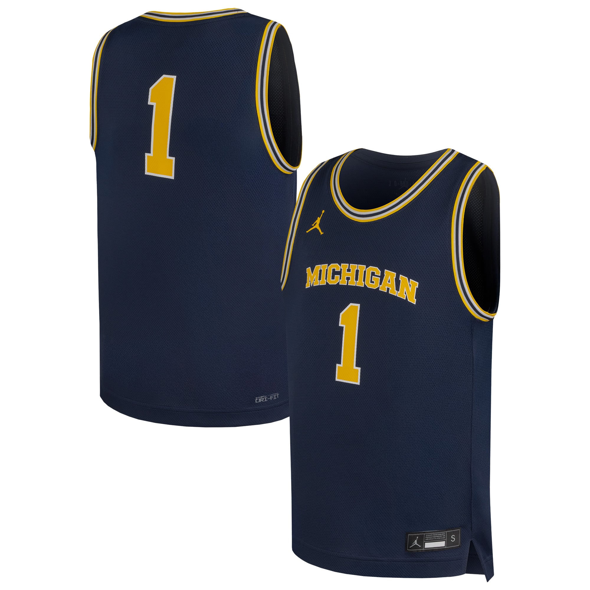 #1 Michigan Wolverines Jordan Brand Youth Replica Basketball Jersey - Navy