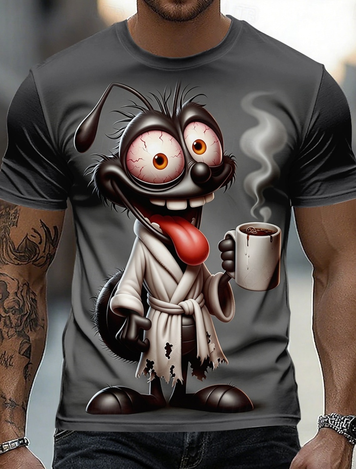 Men's Animal Cat T Shirt Short Sleeve T shirt 3D Print Crew Neck Shirt Funny Casual Daily Street Blue Army Green Gray Summer Spring Clothing Apparel S M L XL 2XL 3XL