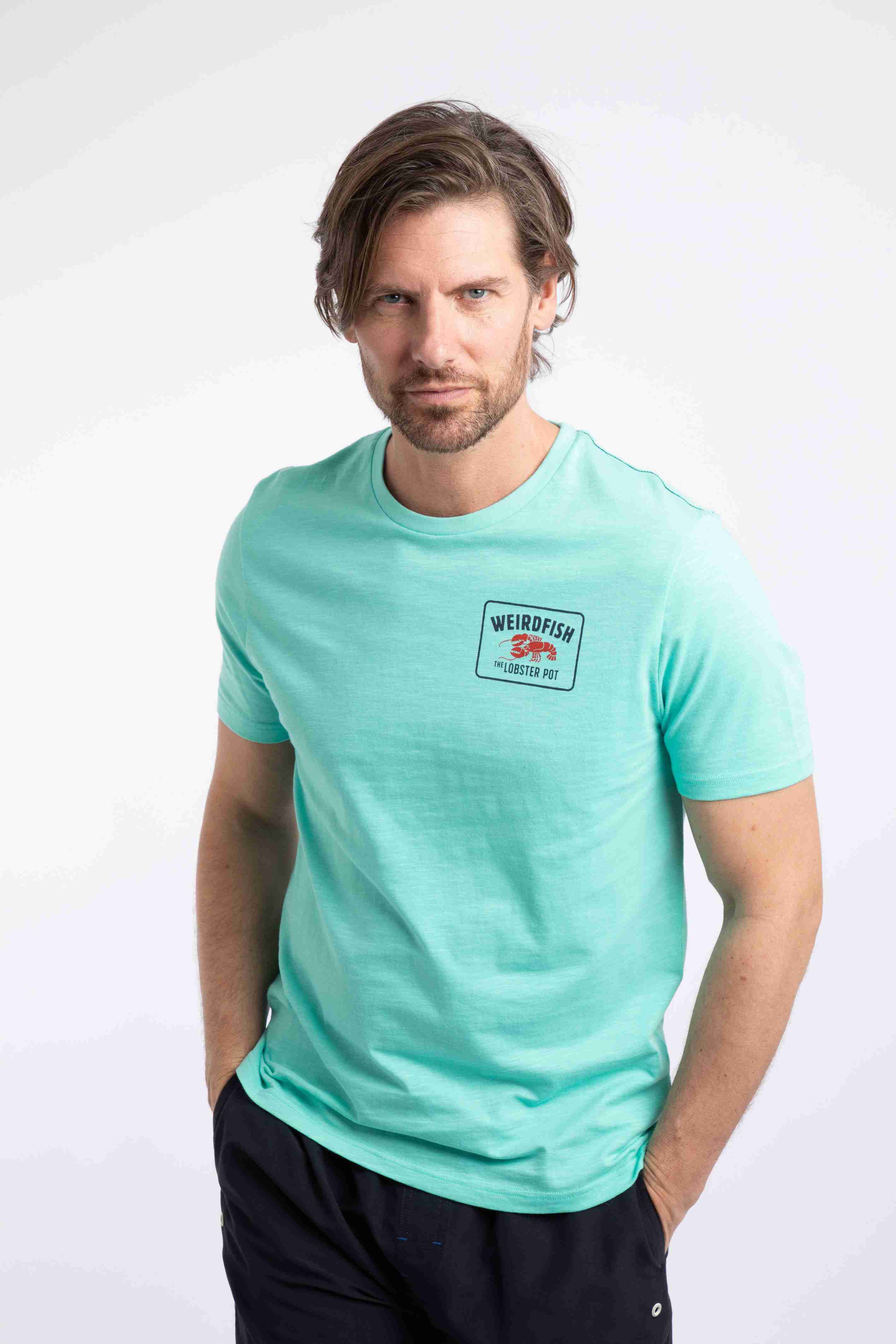 Lobster Pot Back Print Graphic T-Shirt Aqua Marine