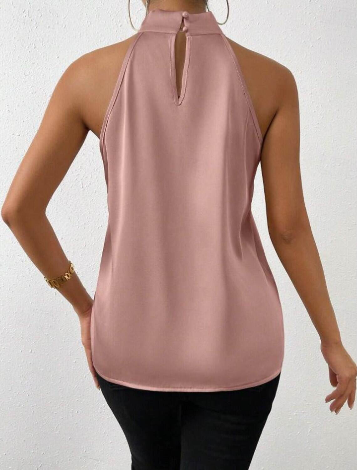 Tank Women's Plain Cold Shoulder Street Daily Fashion Halter Neck Regular Fit S