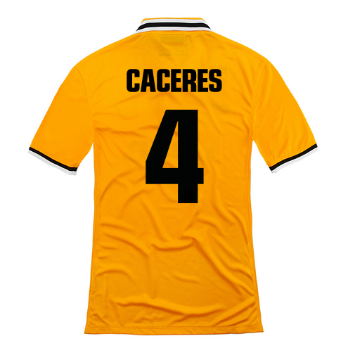 13-14 Juventus 4 Caceres Away Yellow Jersey Shirt - Official Replica