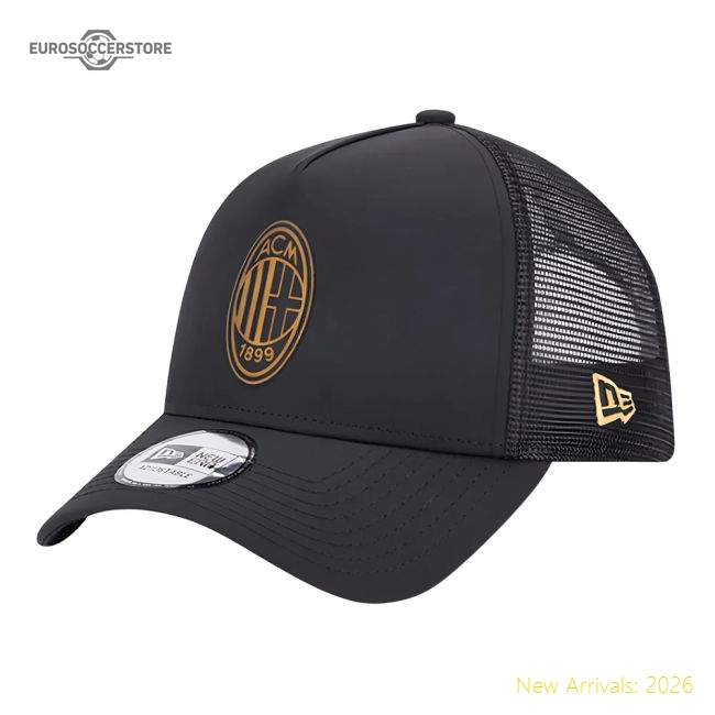 23/24 Milan Ac Black + Gold A Frame Trucker Cap In Multiple Sizes