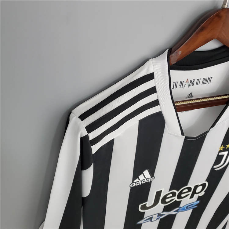 Juventus 21-22 Home WhiteBlack Soccer Jersey Long Sleeve Football