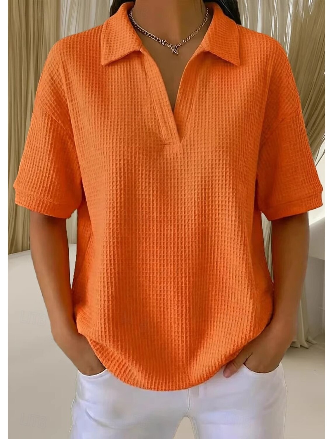 Women's Shirt Solid Color Plain Elegant Active Vacation Sleeveless V Neck Regular Tops Blue Orange color Black White Sky Blue Summer Spring Fall
