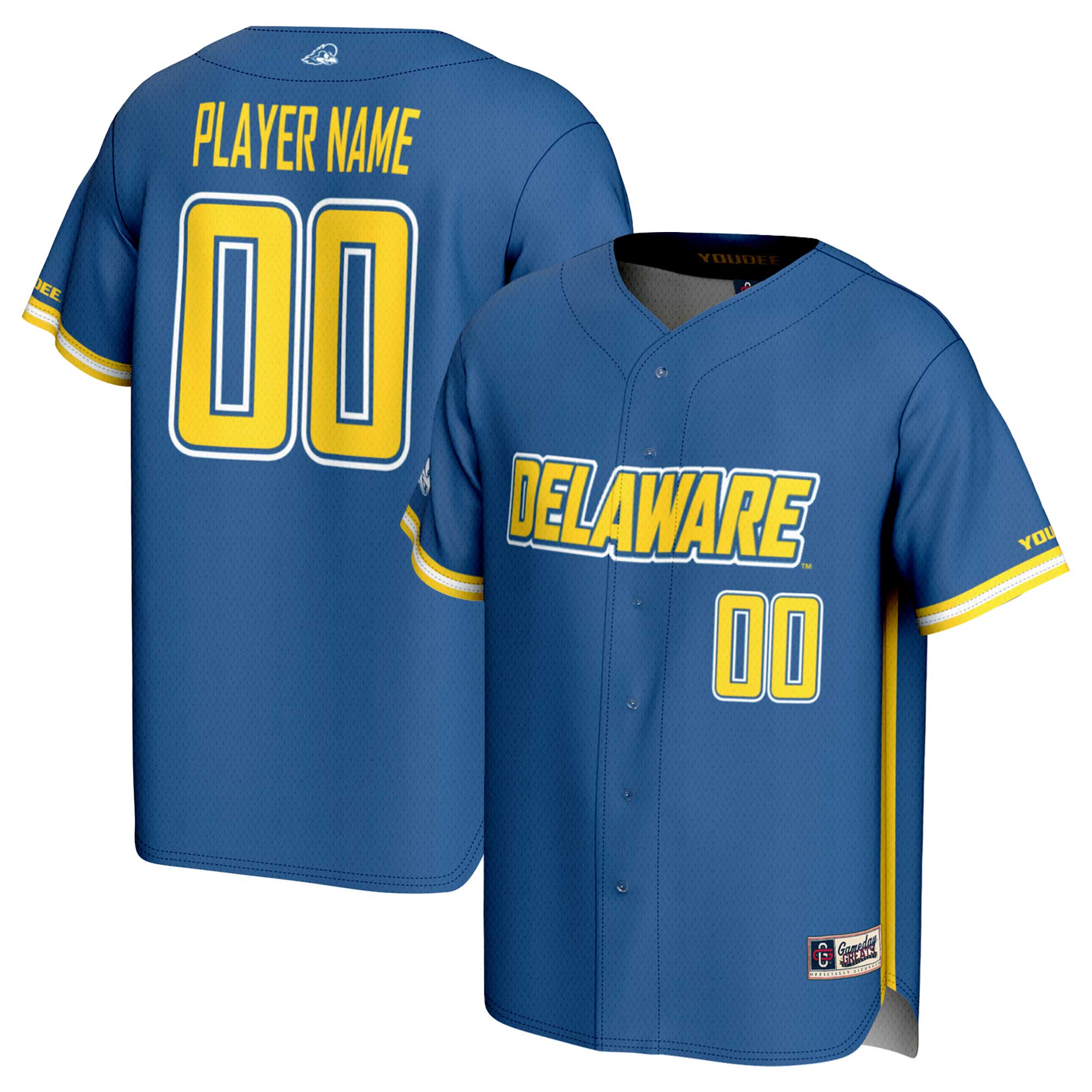 [NJP] Delaware Fightin' Blue Hens GameDay Greats Youth NIL Pick-A-Player Baseball Lightweight Jersey - Royal