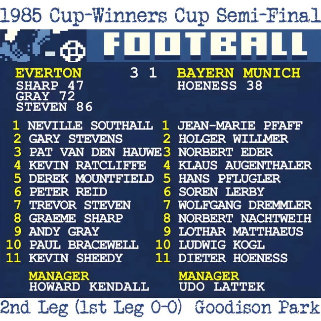 Everton Licensed 1985 European Cup-Winners Cup Semi-Final (Everton)...