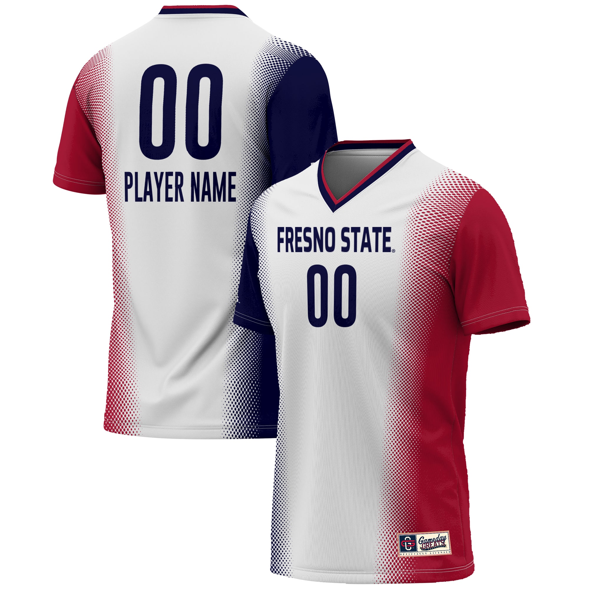 [LK] Fresno State Bulldogs GameDay Greats Unisex NIL Pick-A-Player Lightweight Women's Soccer Jersey - White