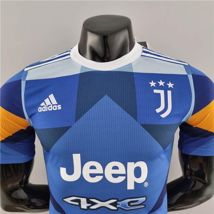 2223 Juventus 4th Blue Orange Soccer Jersey Football Shirt Player
