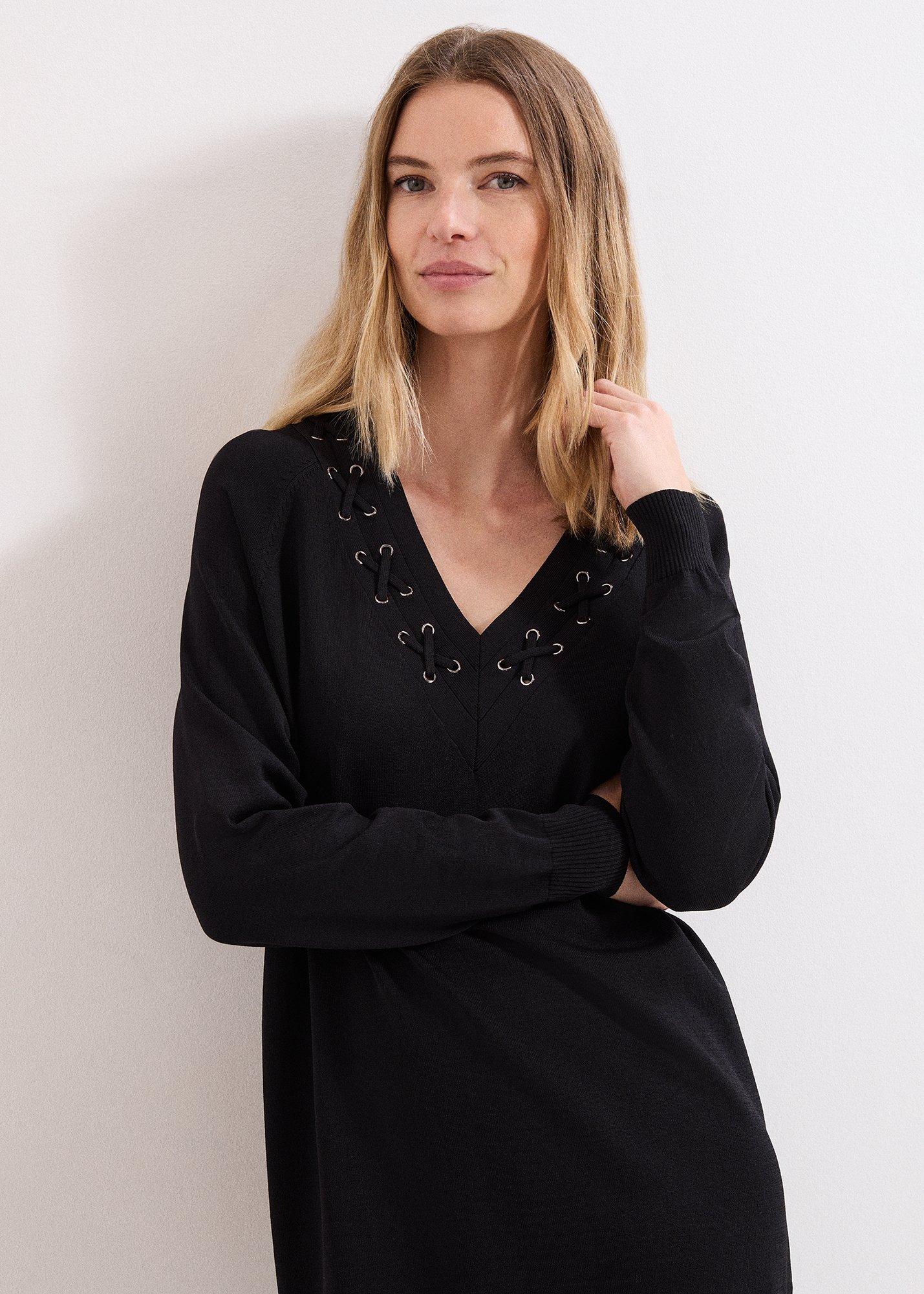 Senita Black Tunic With Neck Detail