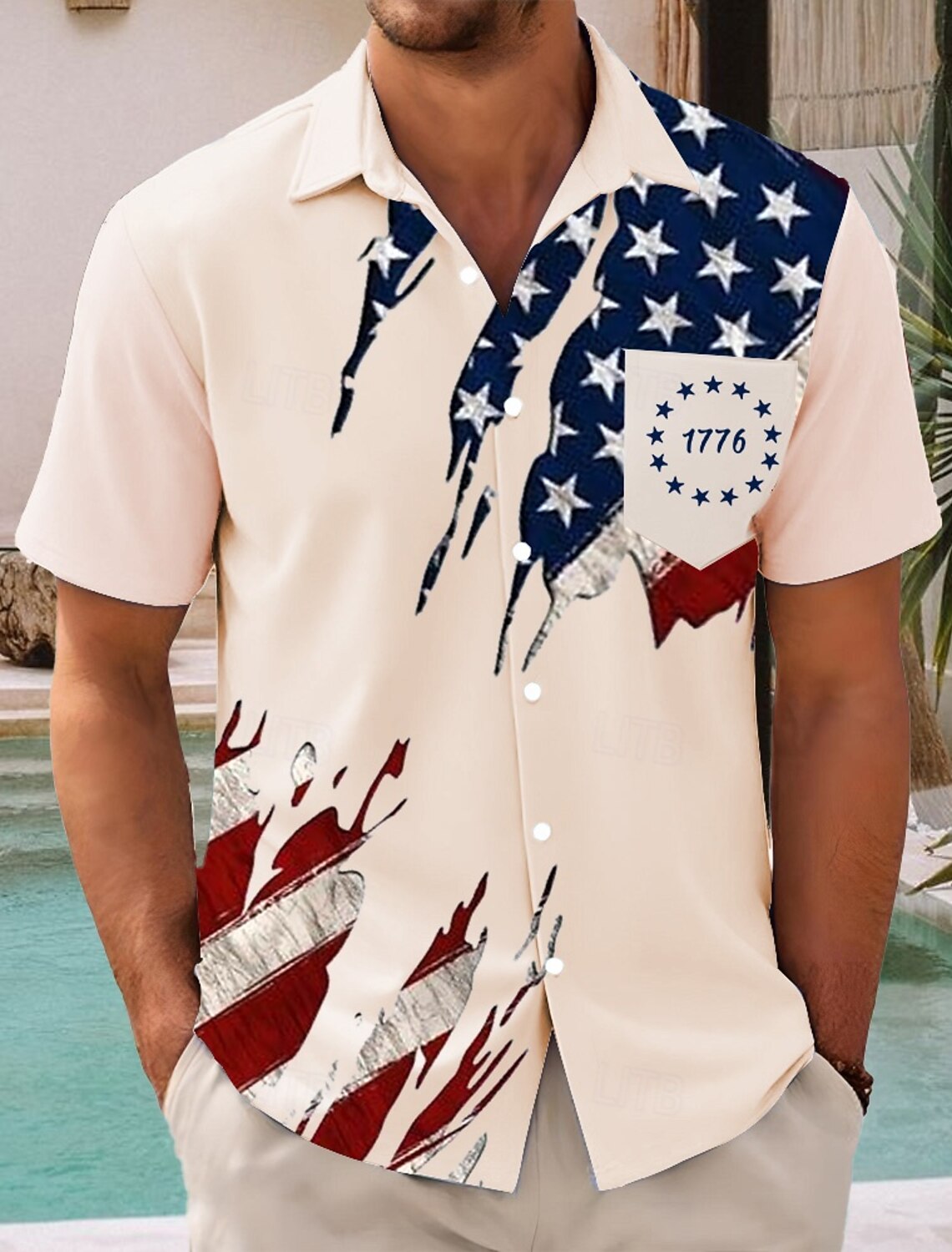 Men's 4th of July U.S. 250th Anniversary Eagle US Flag Shirt Button Up Shirt Short Sleeve Vintage Retro Outdoor Holiday Summer Spring Turndown 3D Print Collared Shirts White 1 White White 2