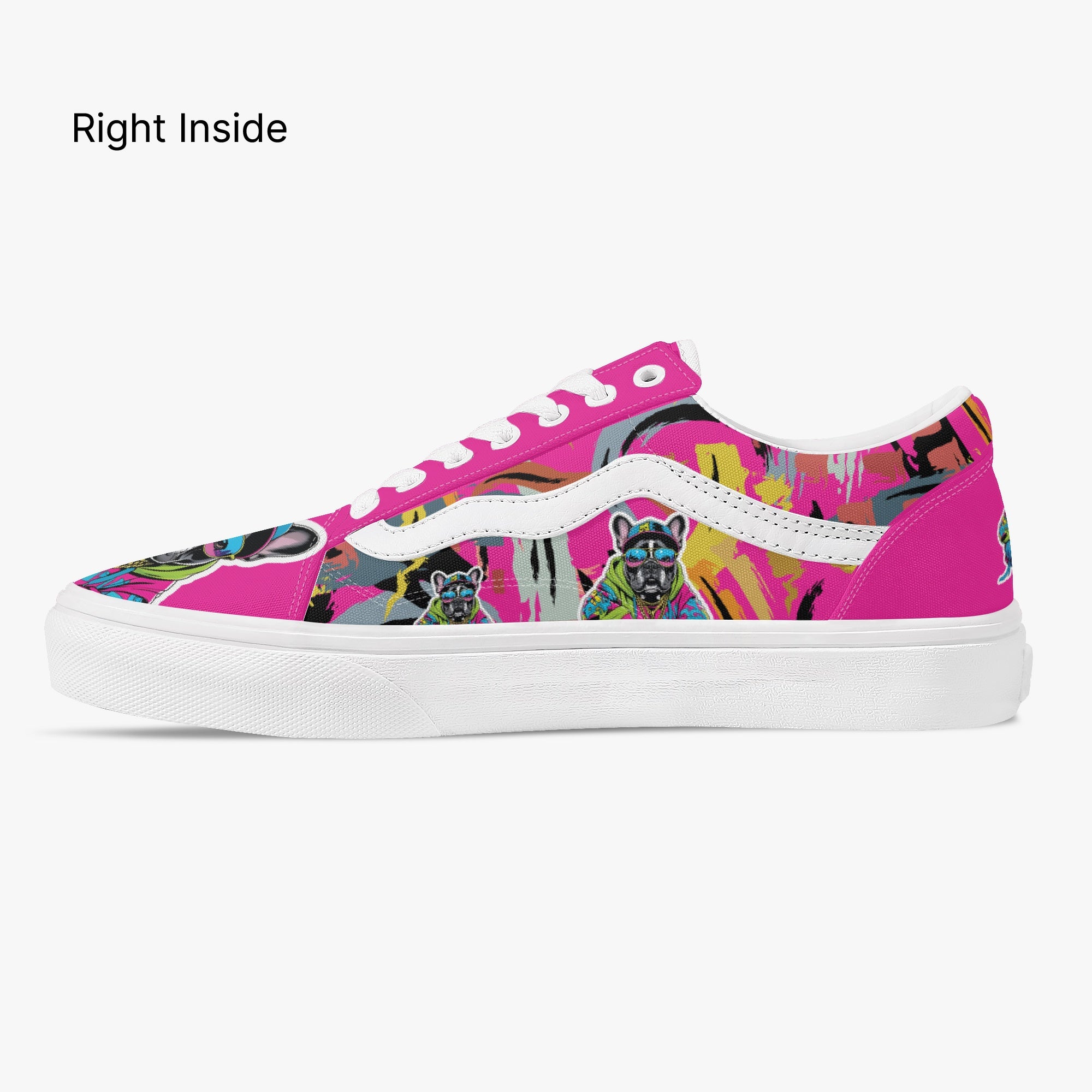 French Bulldog Lover Sparky Trendy Low Top Canvas Sneakers Casual Footwear