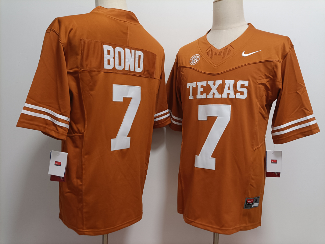 Men's UT Longhorns Yellow 2024 authentic Isaiah Bond #7 performance