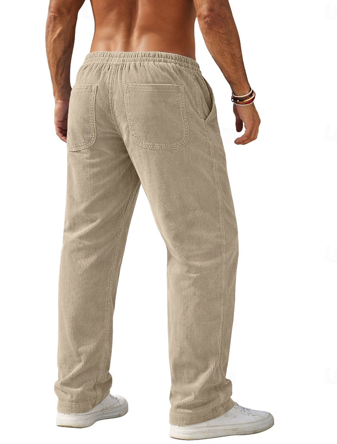 Men's Trousers Corduroy Pants Baggy Casual Drawstring Straight Leg