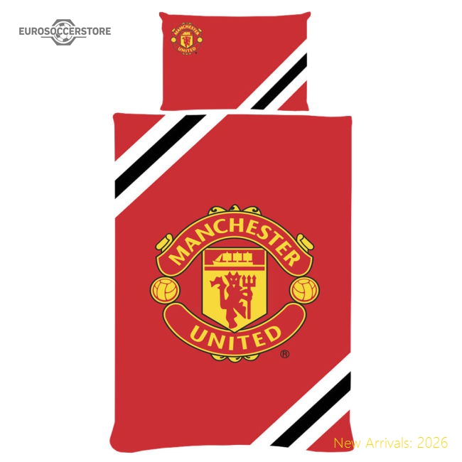 First-class Manchester United Fc Core Stripe Single Duvet Set