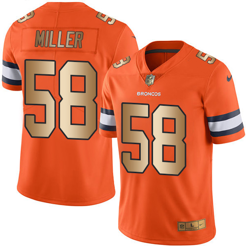NFL W D B Broncos #58 Von Miller Orange Limited Jersey - Authentic ...