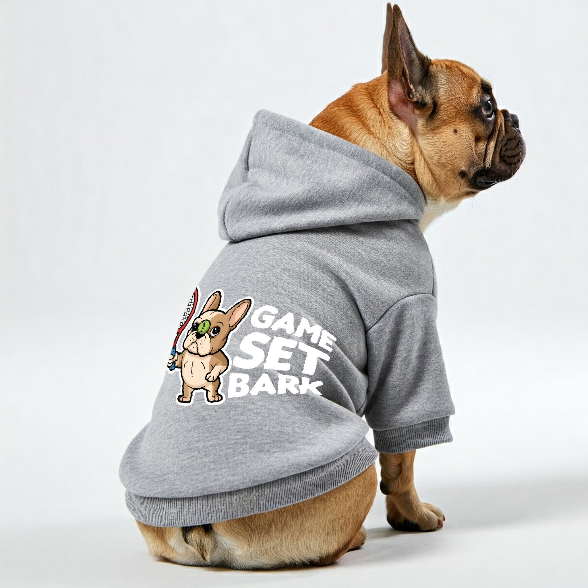 Trendy Game, Set, Bark - Personalized French Bulldog Hoodies With Fun...