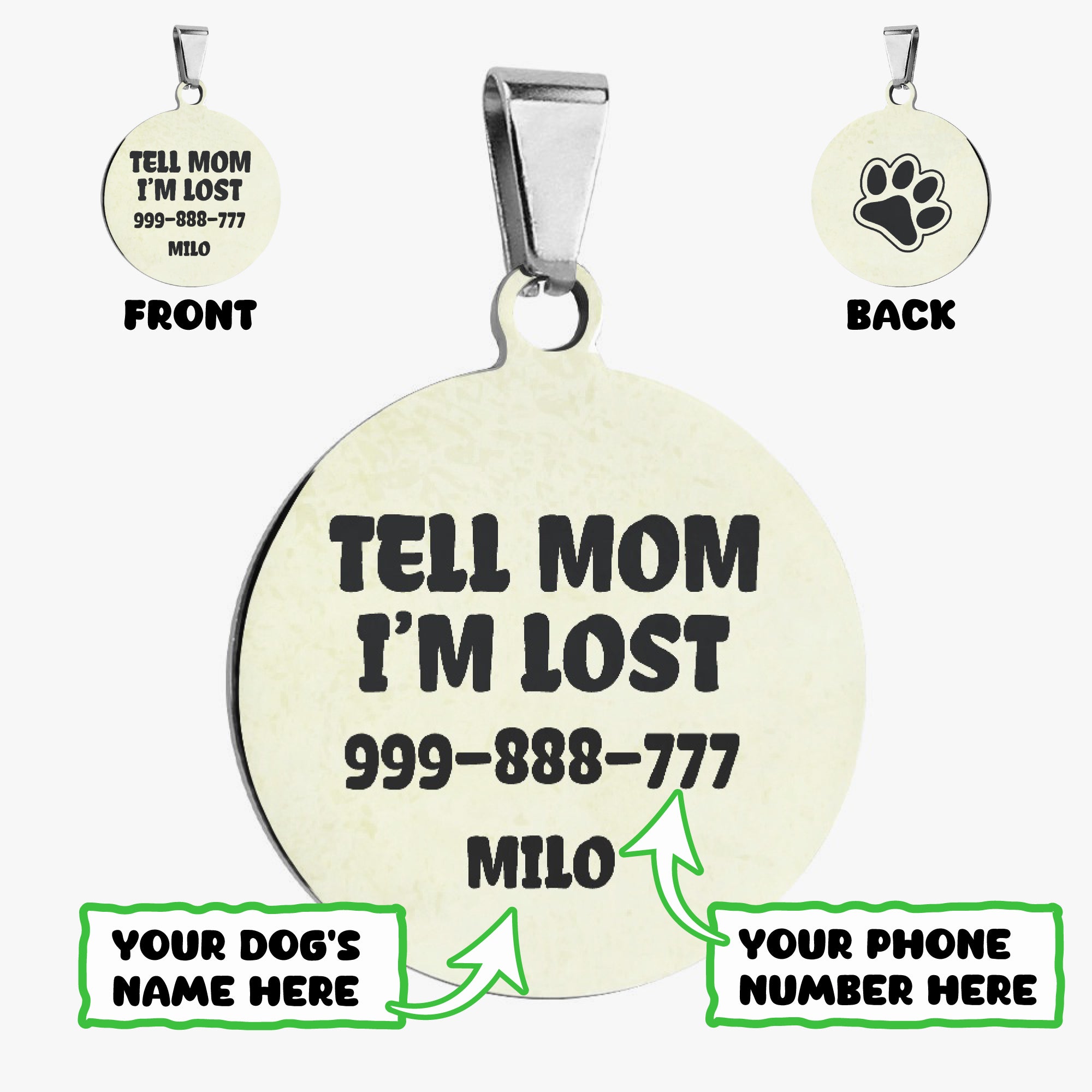 Comfortable Tell Mom- Custom Double-sided French Bulldog Tag for Daily