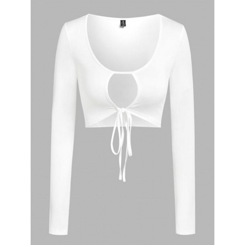 Front Tie Cutout Cropped T-shirt MP4523