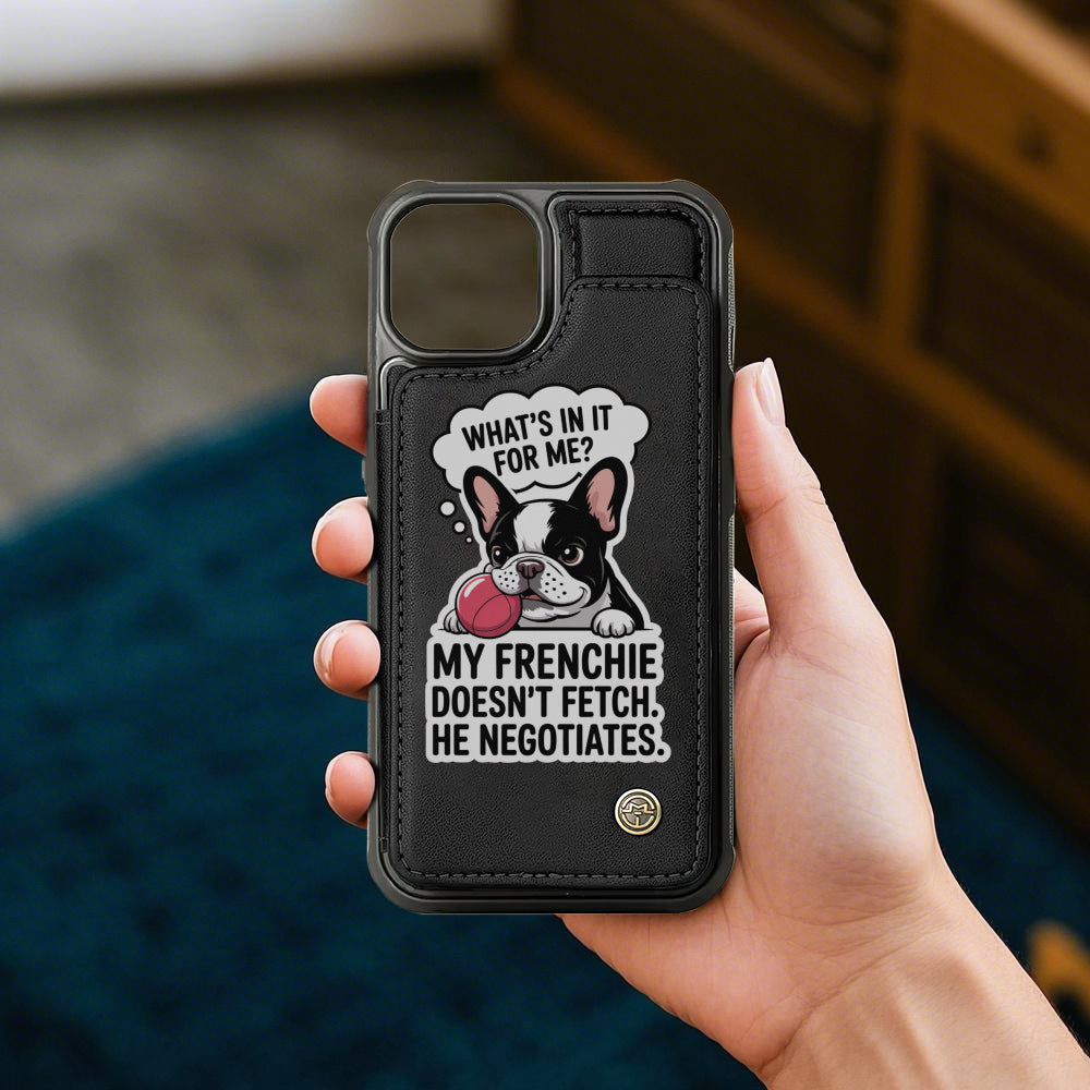 French Bulldog Lady Leather Wallet Case For For Iphone & Samsung Durable Dog Item