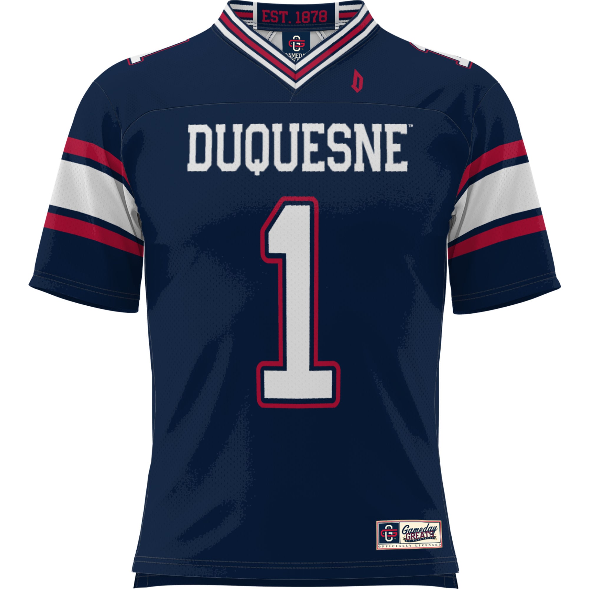 Men's #1 Blue Duquesne Dukes Football Jersey