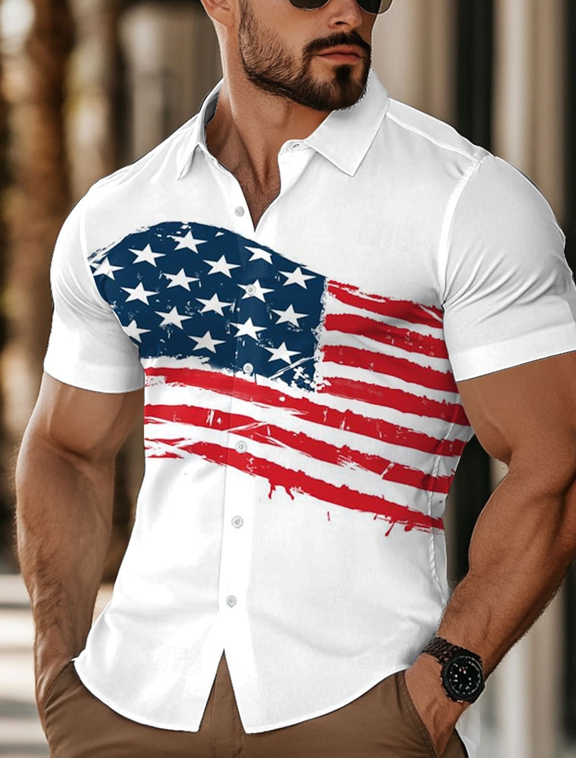 Men's 4th of July U.S. 250th Anniversary Eagle US Flag Shirt Button Up Shirt Short Sleeve Vintage Retro Outdoor Holiday Summer Spring Turndown 3D Print Collared Shirts White 1 White White 2