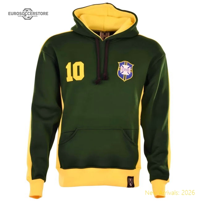 Brazil Number 10 Green Retro Hoodie