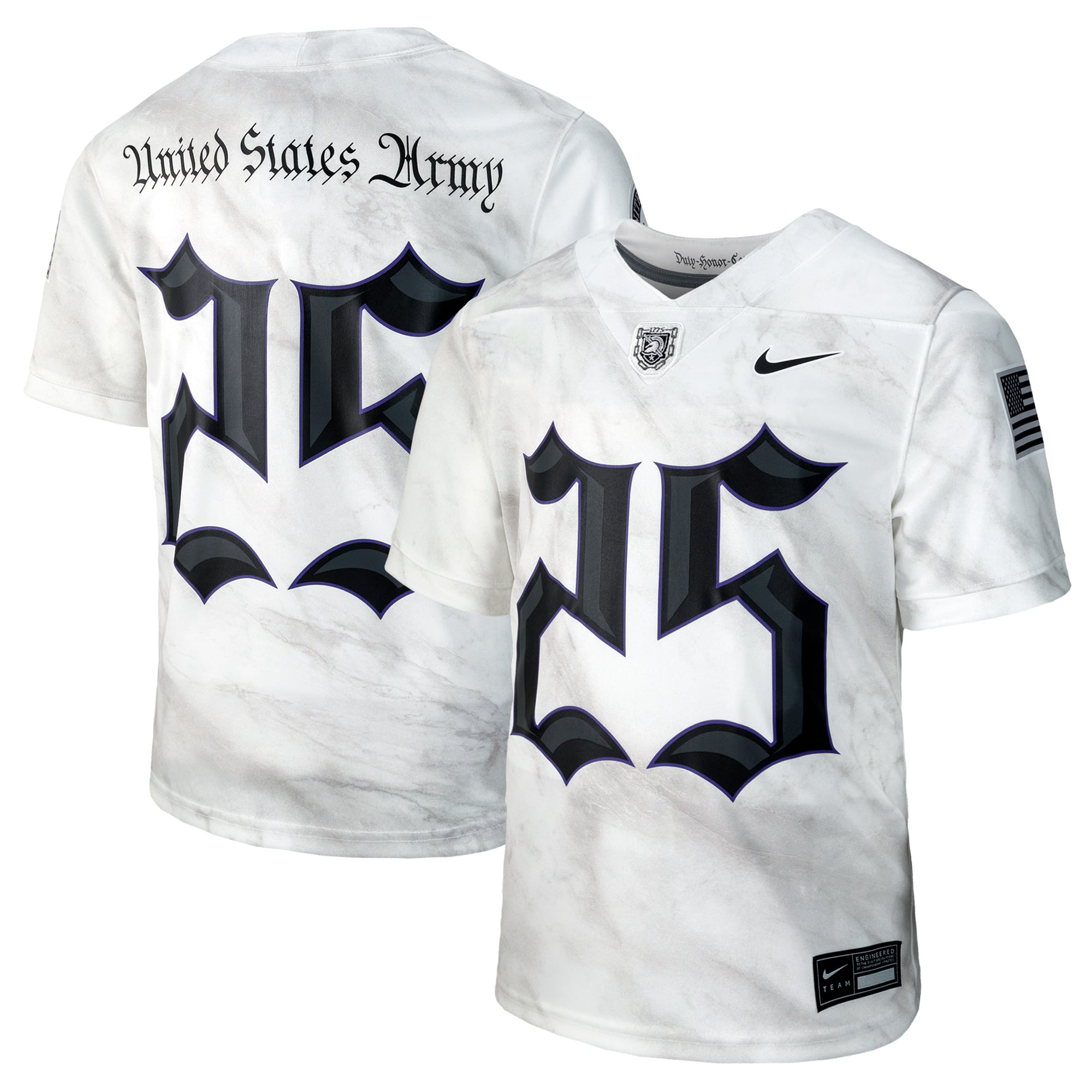 #25 Army Black Knights Nike Youth Army 250 Collection Replica Game Jersey - White