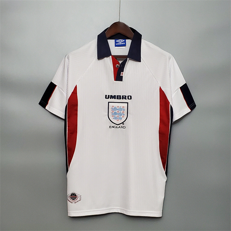 1998 England Home White Retro Soccer Jersey Football Shirt - Official