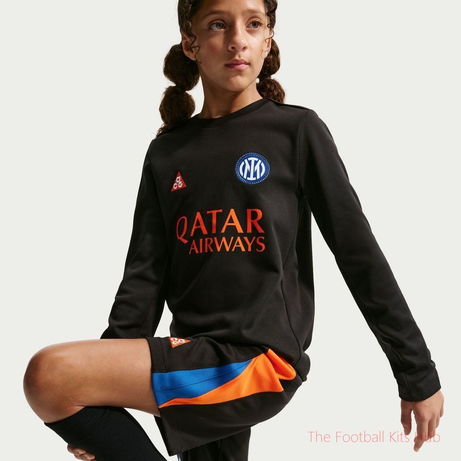 Inter Milan X ACG Training Shirt Dri-FIT Academy Pro Pre Match Warm 4th - Black/Safety Orange Kids