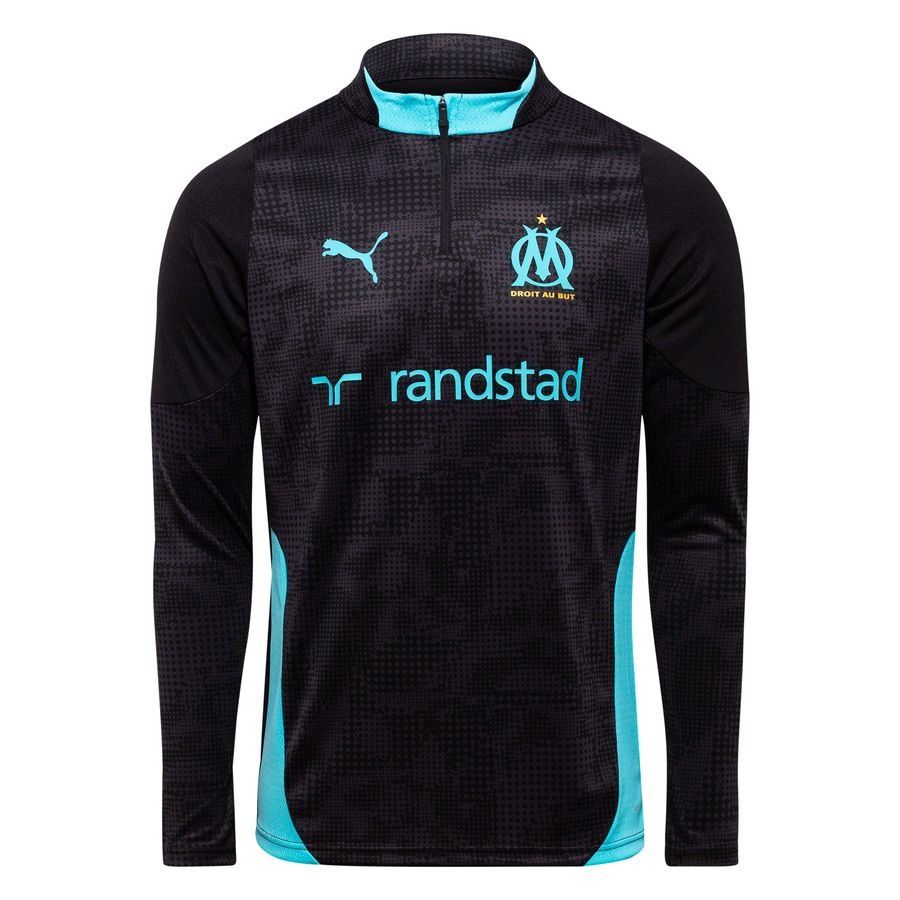 Marseille Training Shirt 1/4 Zip Puma Jet Black/team Aqua