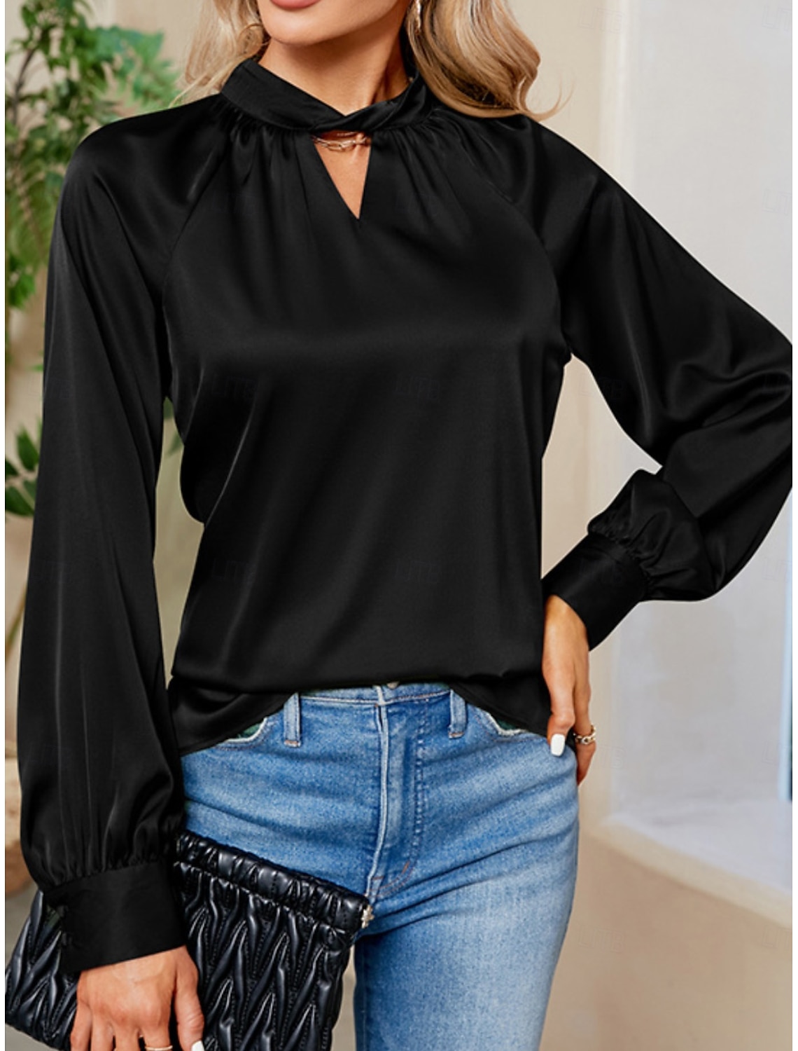 Women's Satin Shirt Blouse Party Work Ladies Stylish Long Sleeve Fall Winter