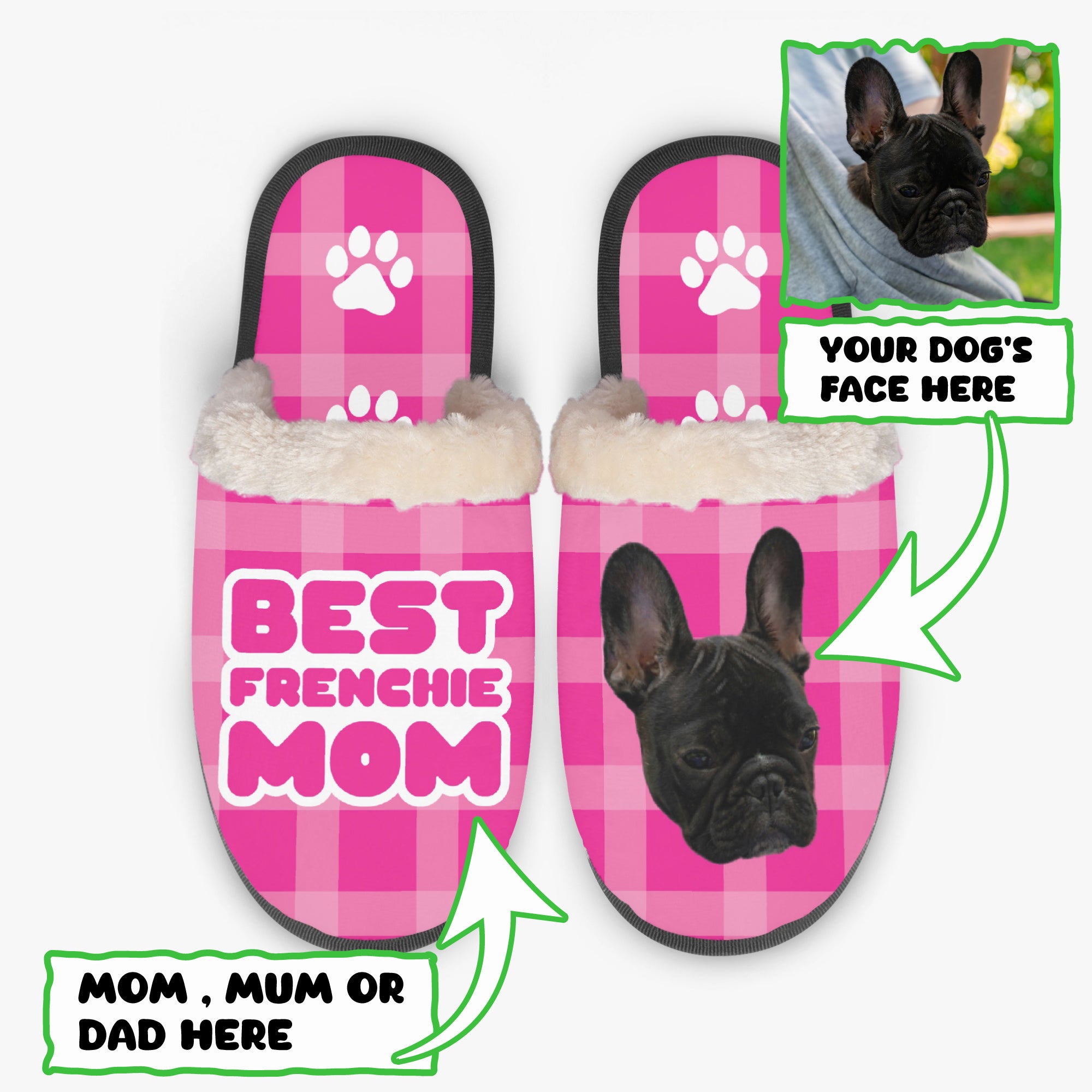 French Bulldog Argento Personalized Cozy Winter Slippers Cozy Paw Wear