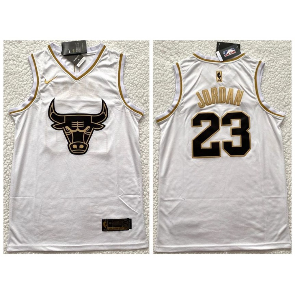 Authentic Chicago Bulls 23 White Jersey - - Fan Favorite