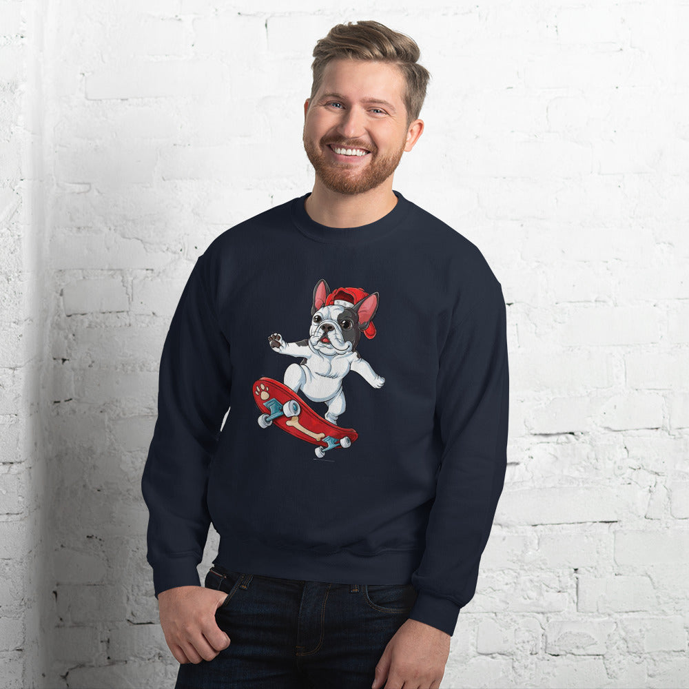 Frenchie with skiboard - Unisex Sweatshirt