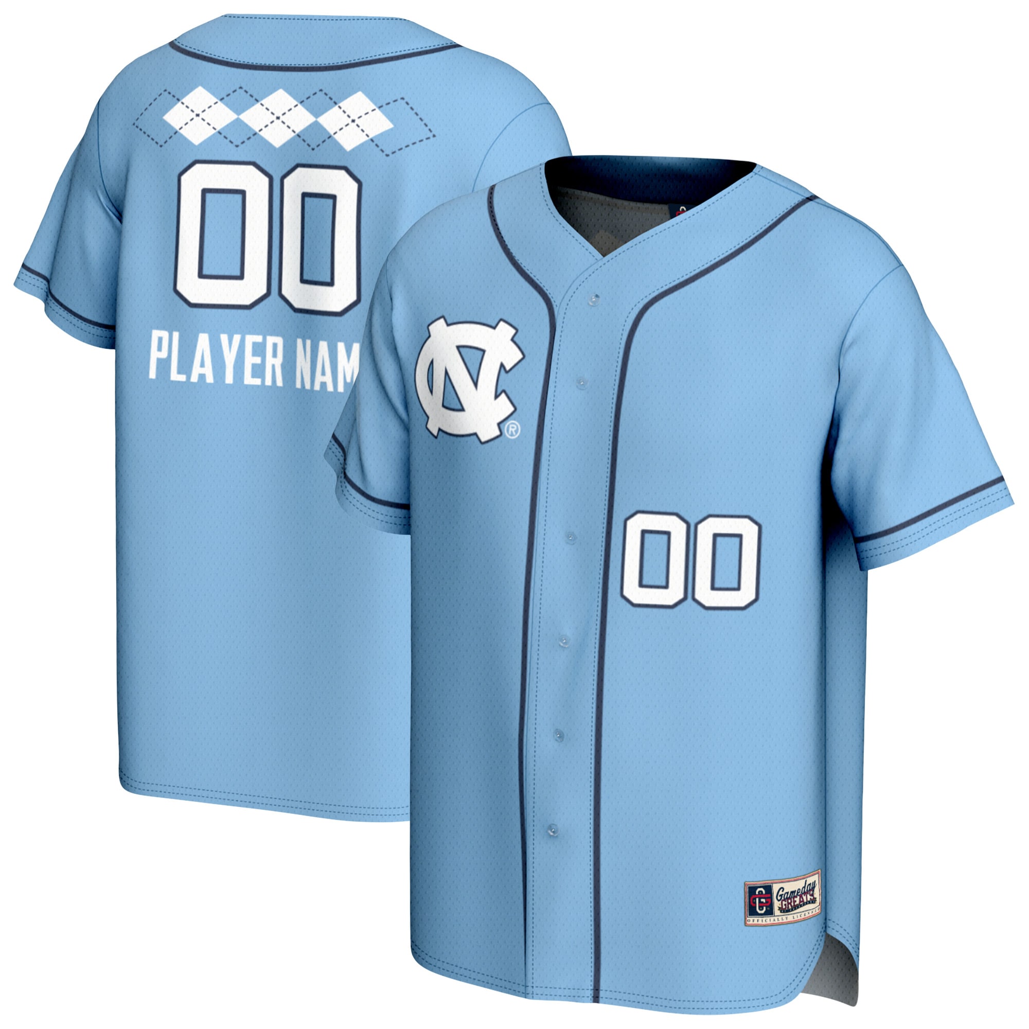 [NJP] North Carolina Tar Heels GameDay Greats Youth NIL Pick-A-Player Lightweight Collegiate Softball Fashion Jersey - Carolina Blue
