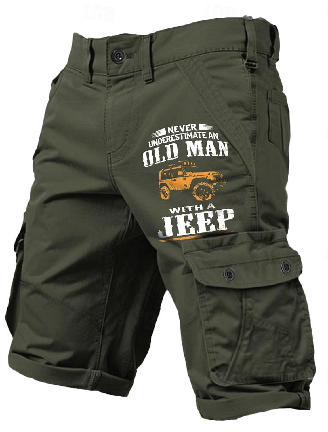 Mens Graphic T-Shirt Never Underestimate An Old Man With A Jeep Design Short Sleeve