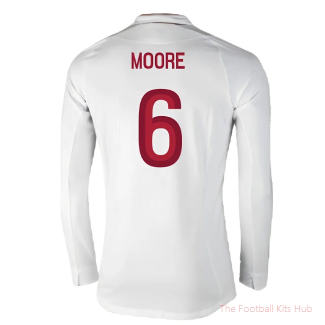 England 2012-13 Long Sleeve Home Shirt (L) (Fair) (Moore 6)
