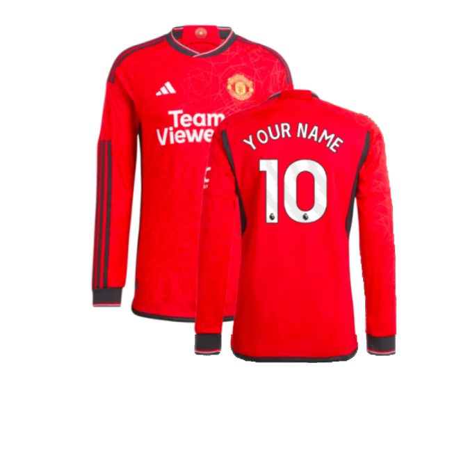 2023-2024 Man Utd Long Sleeve Home Top (Your Name)