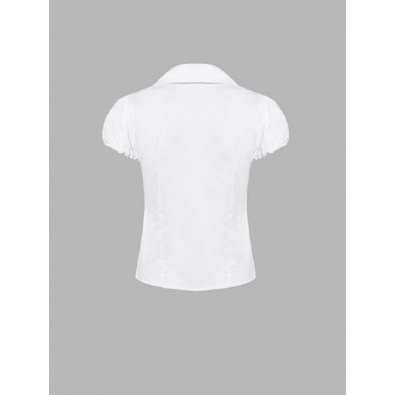 Ruched Button Up Solid Shirt RK4067