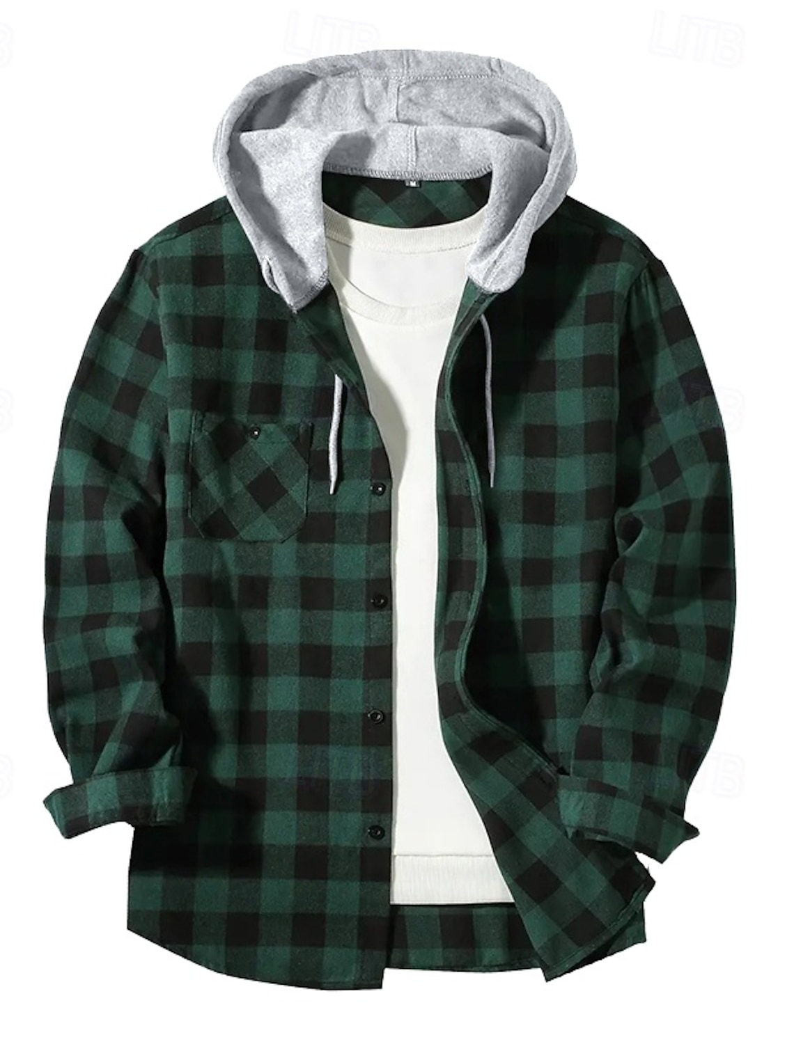 Men's Shirt Flannel Shirt Overshirt Plaid Outdoor Street Red Royal Blue Purple Orange Long Sleeve Hooded Winter Spring & Fall Clothing Apparel