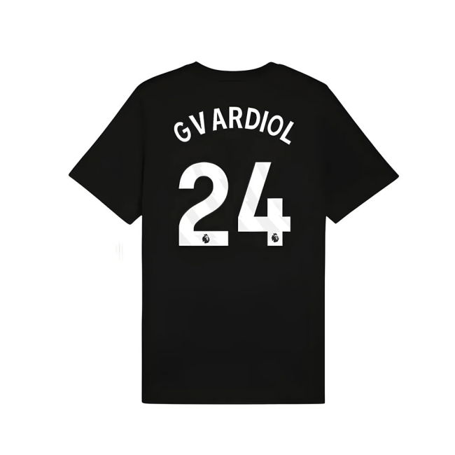 2025-2026 Man City FtblESS Tee (Black) (Gvardiol 24)