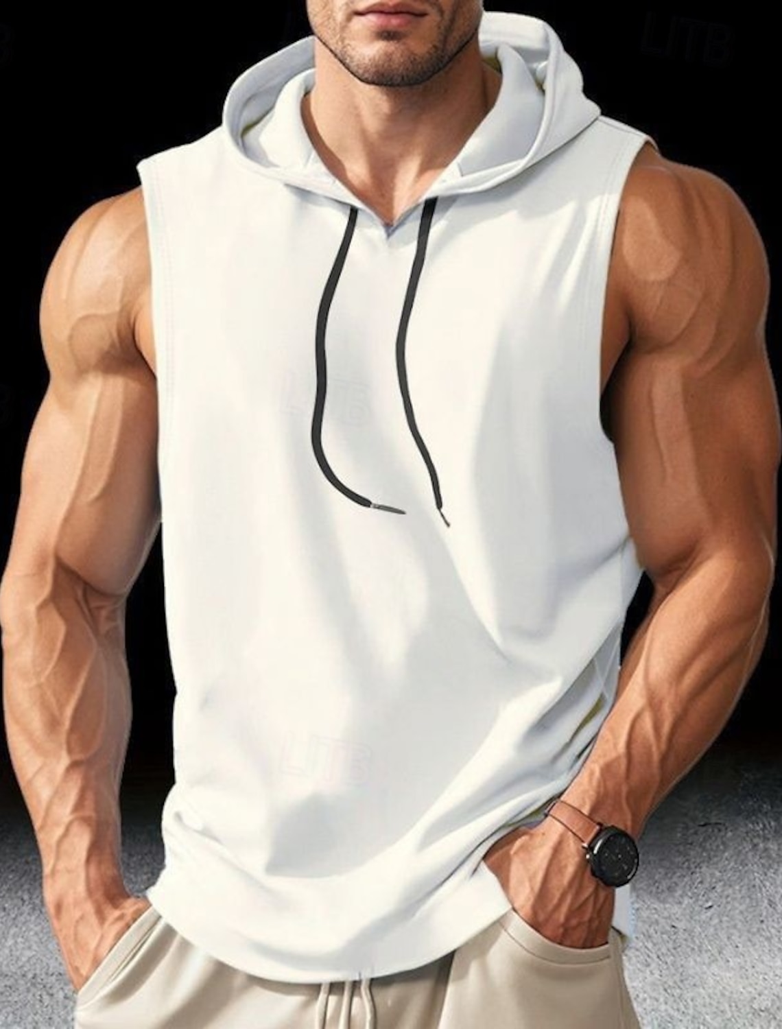 Men's Tank Top Vest Undershirt Sleeveless Shirt Hooded Summer Plain