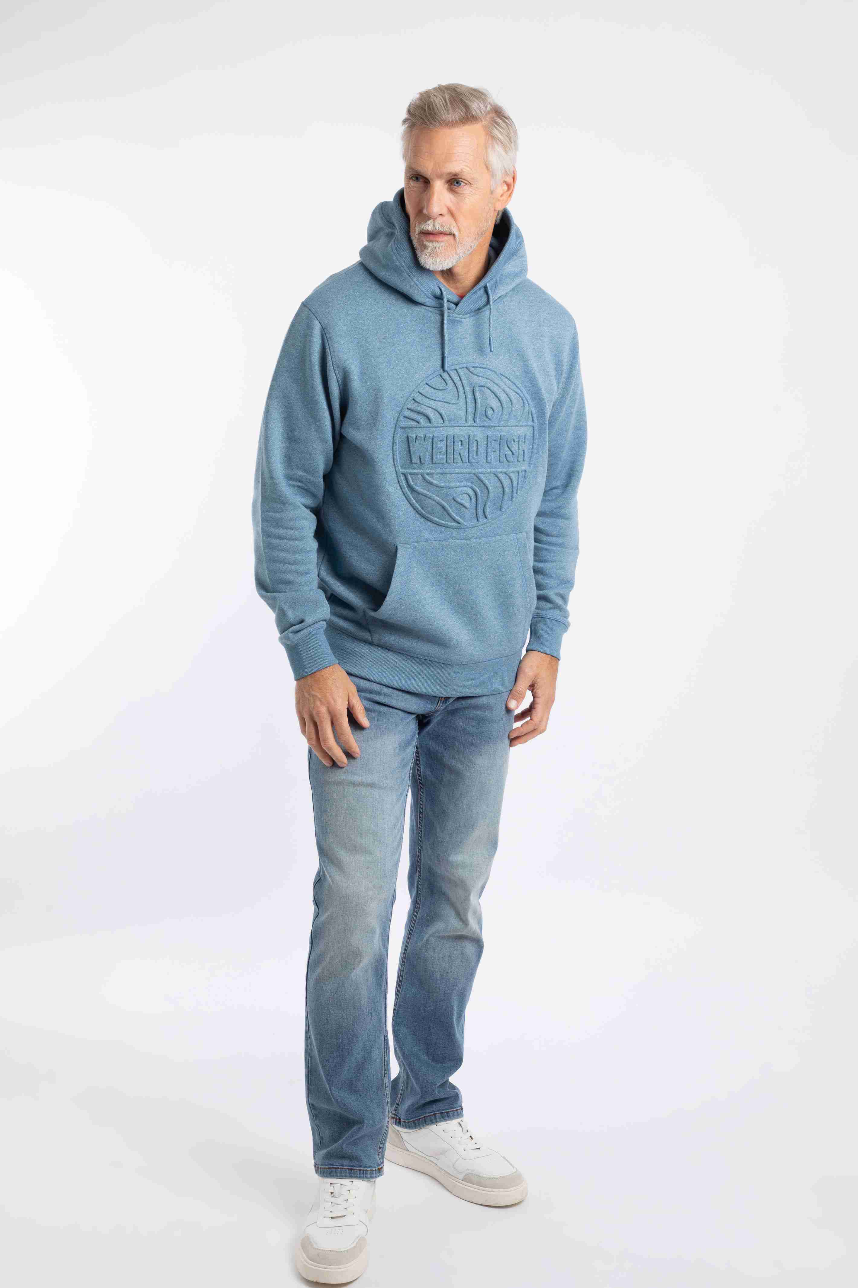 Perranporth Embossed Grindle Hoodie Washed Blue
