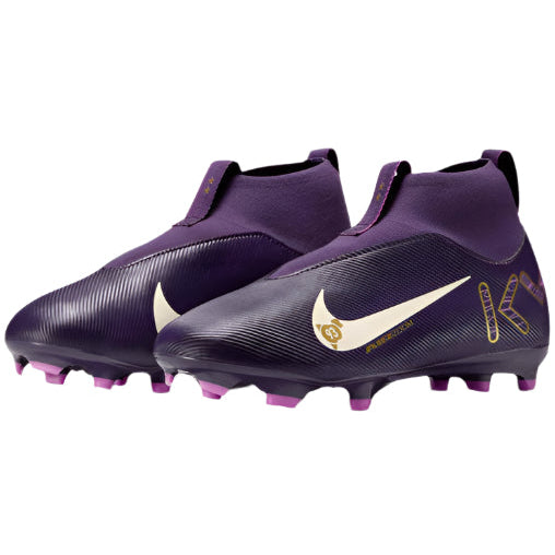 Nike Youth Jr. Zoom Superfly 10 Academy Kylian Mbappe KM FG/MG Soccer Cleats (Grand Purple/Pale Ivory)