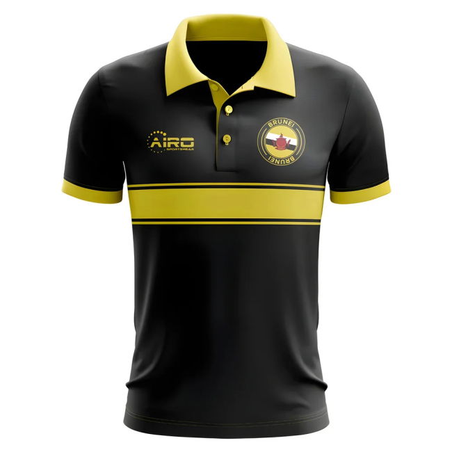 Premium-Quality Brunei Concept Stripe Polo Shirt (Black)