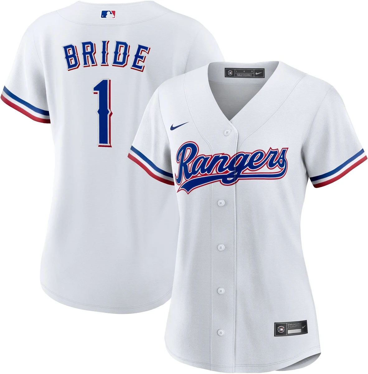 [LK] Texas Rangers Women's #1 Bride Home Replica Jersey - White